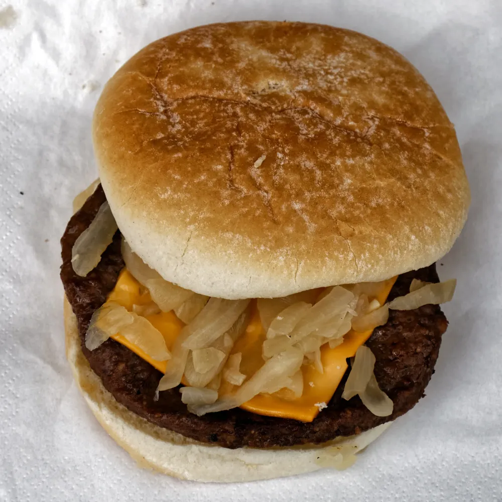 Cheeseburger with onions